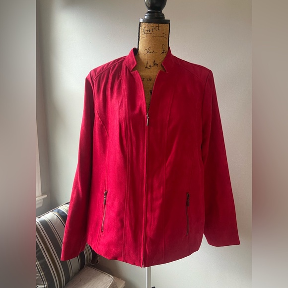Studio Works Jackets & Blazers - Studio Works Women's Bold Red Faux Suede lm Jacket